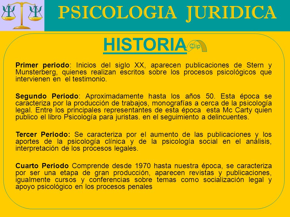 PSICOLOGIA JURIDICA HISTORIA