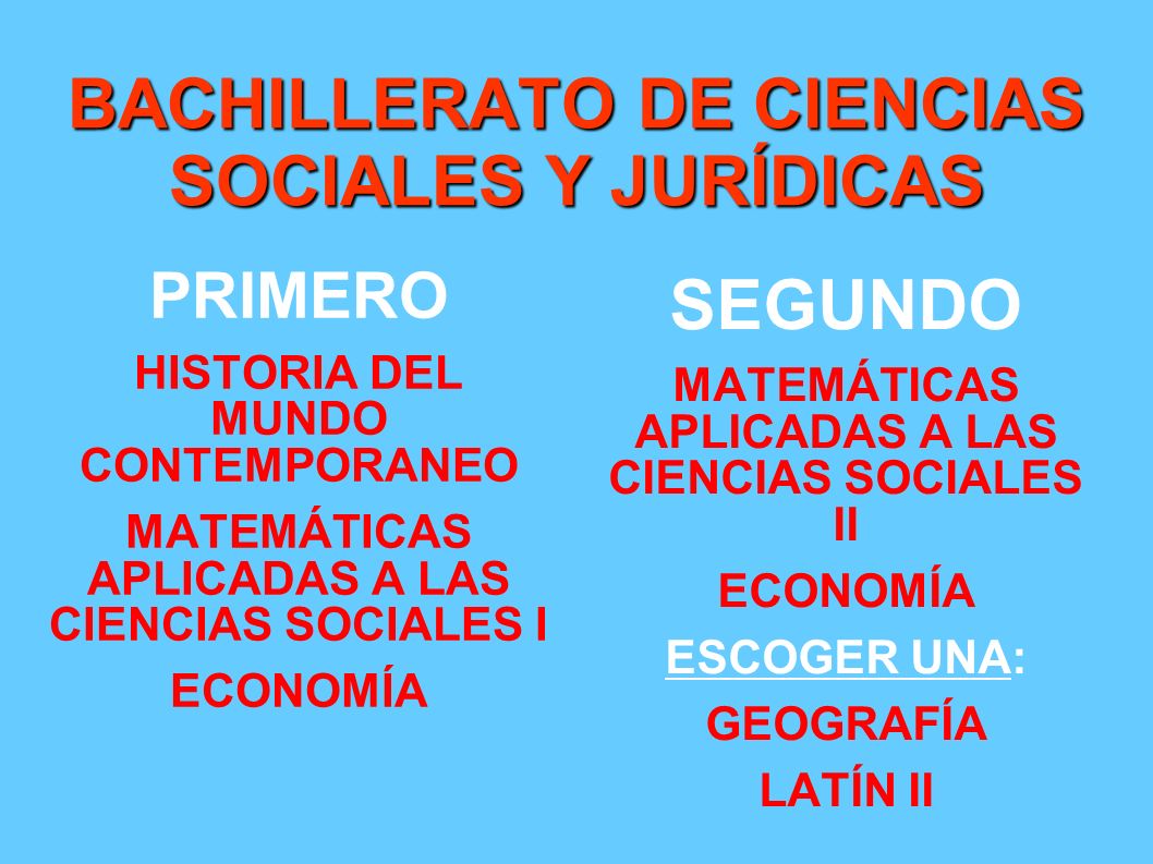 BACHILLERATO DE CIENCIAS SOCIALES Y JURÍDICAS