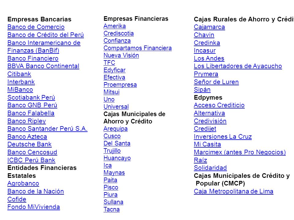 Banco de Crédito del Perú Banco Interamericano de Finanzas (BanBif)