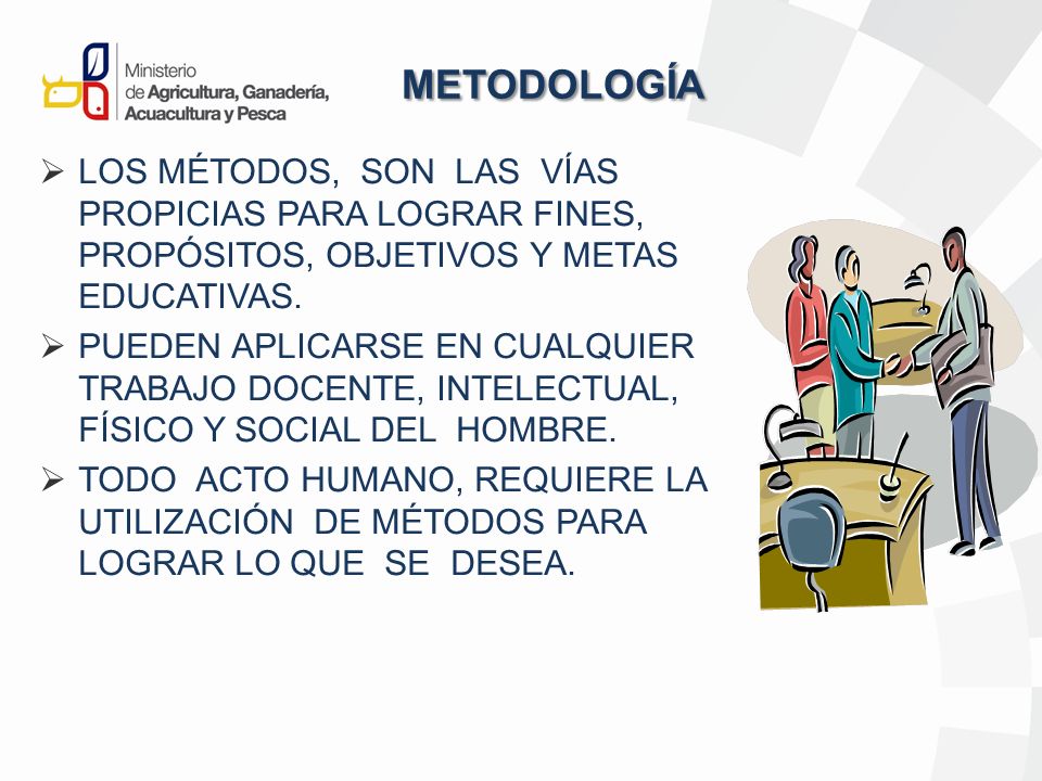 METODOLOGÍA LOS MÉTODOS, SON LAS VÍAS PROPICIAS PARA LOGRAR FINES, PROPÓSITOS, OBJETIVOS Y METAS EDUCATIVAS.