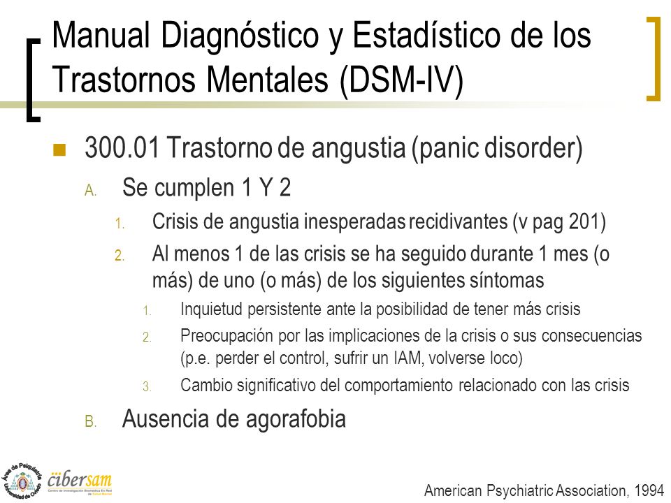 Manual Diagnóstico y Estadístico de los Trastornos Mentales (DSM-IV)