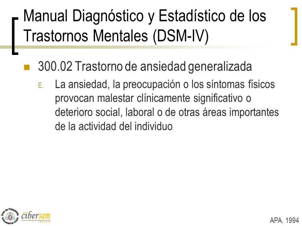 Manual Diagnóstico y Estadístico de los Trastornos Mentales (DSM-IV)
