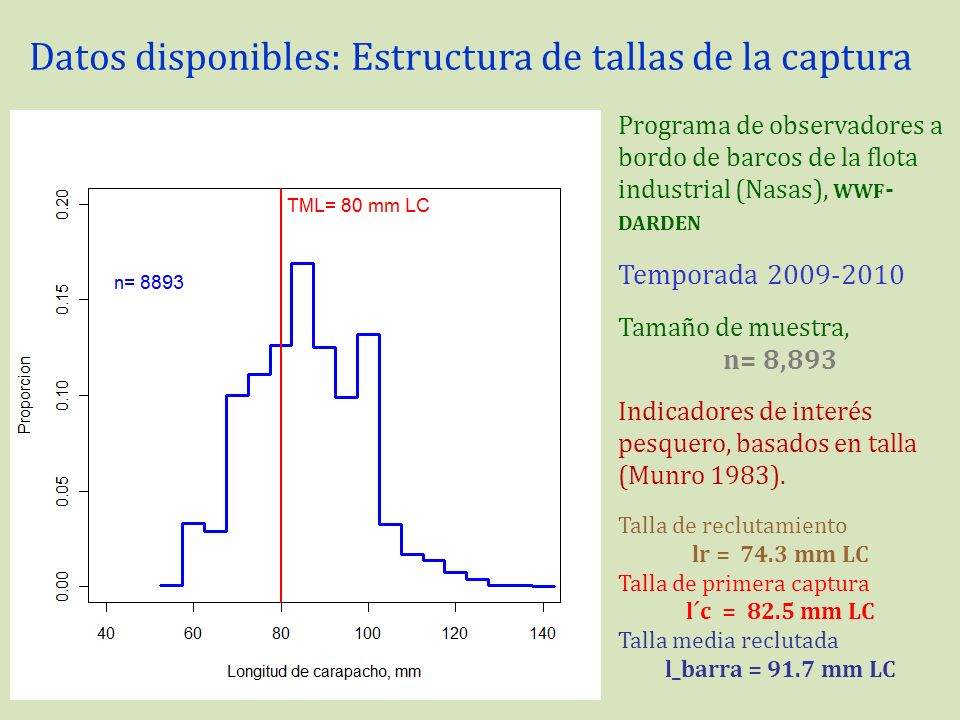 Datos disponibles: Estructura de tallas de la captura