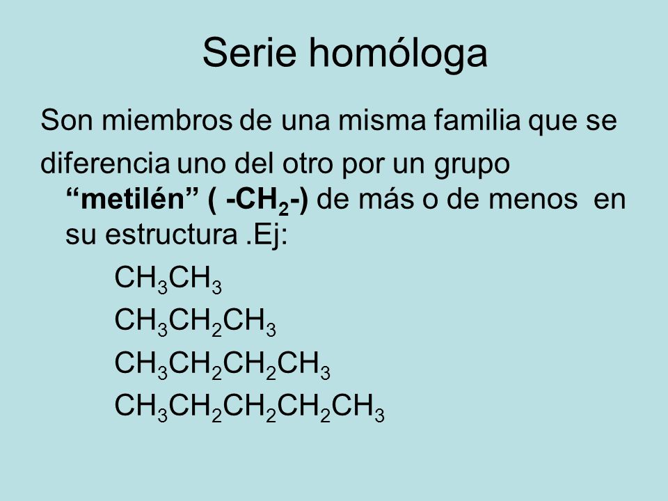 Serie homóloga Son miembros de una misma familia que se