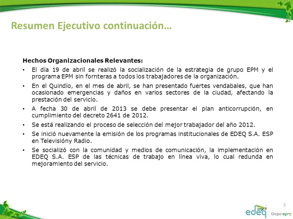 Resumen Ejecutivo continuación…
