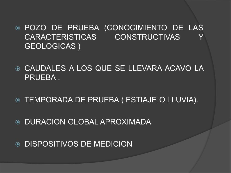 POZO DE PRUEBA (CONOCIMIENTO DE LAS CARACTERISTICAS CONSTRUCTIVAS Y GEOLOGICAS )