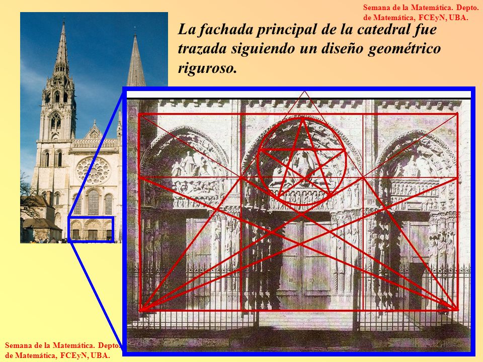 La fachada principal de la catedral fue trazada siguiendo un diseño geométrico riguroso.