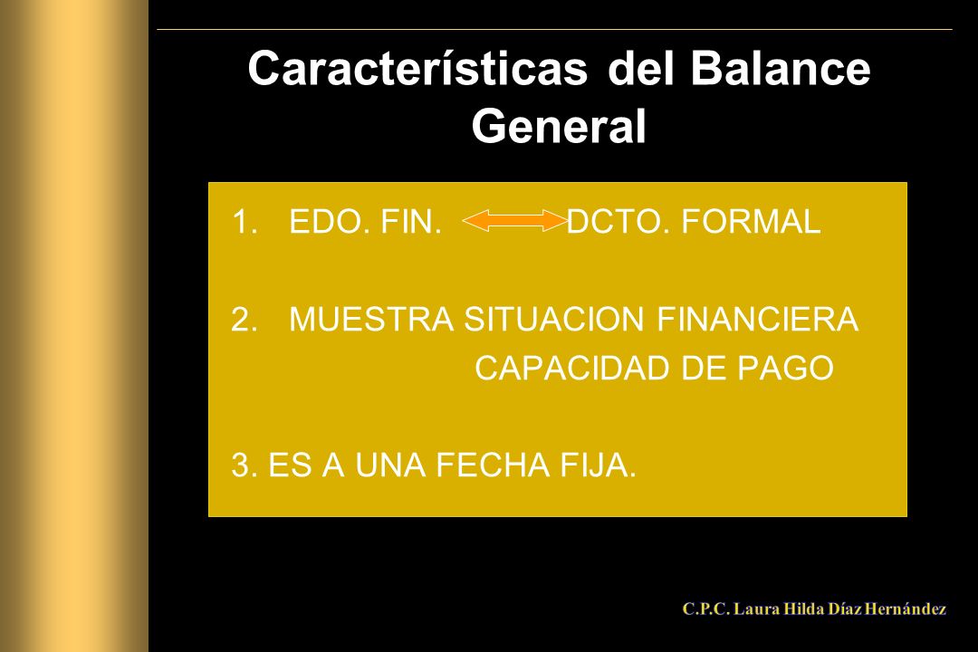 Características del Balance General