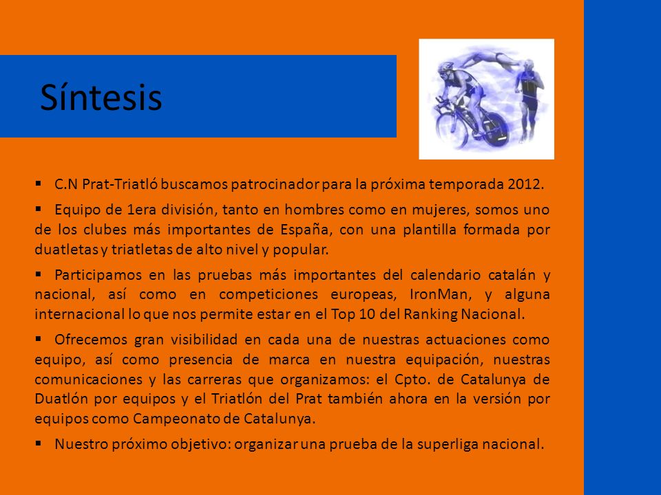 Síntesis C.N Prat-Triatló buscamos patrocinador para la próxima temporada