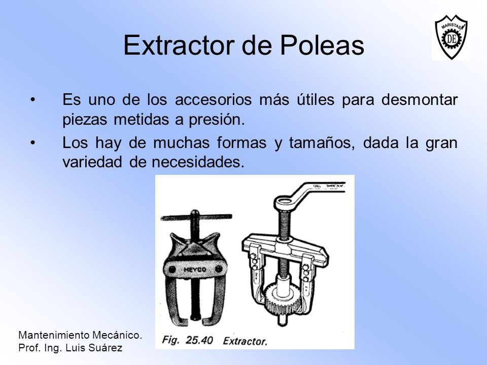 Extractor de Poleas Es uno de los accesorios más útiles para desmontar piezas metidas a presión.