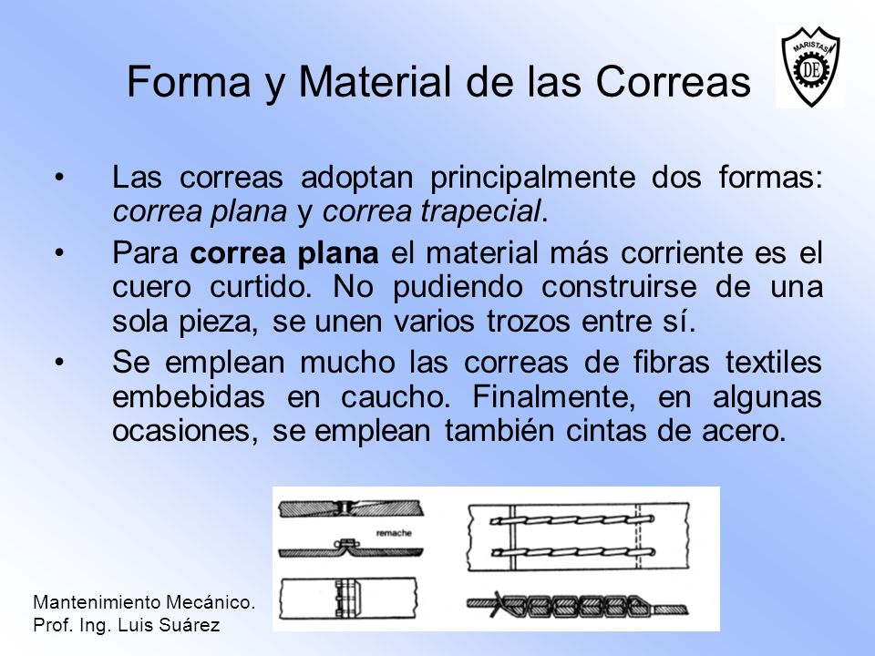 Forma y Material de las Correas