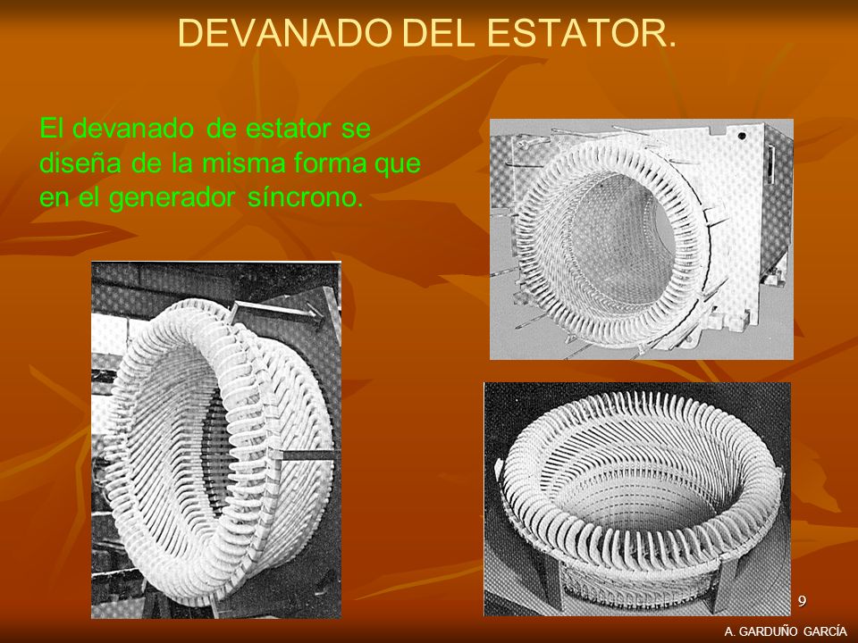 DEVANADO DEL ESTATOR. El devanado de estator se diseña de la misma forma que en el generador síncrono.