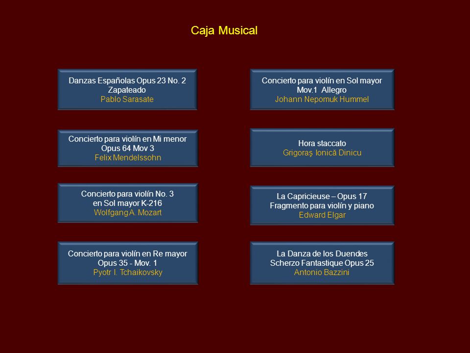 Caja Musical Danzas Españolas Opus 23 No. 2 Zapateado Pablo Sarasate