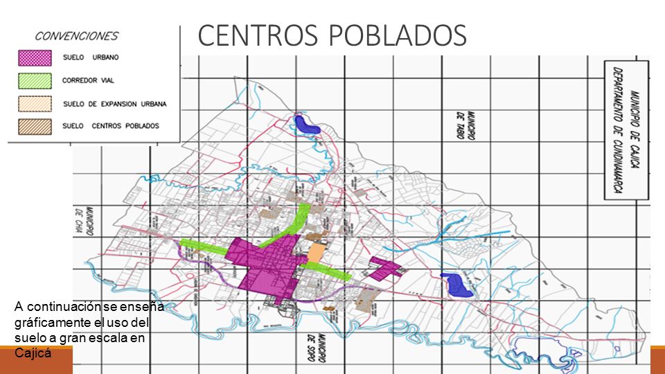 CENTROS POBLADOS A continuación se enseña gráficamente el uso del suelo a gran escala en Cajicá