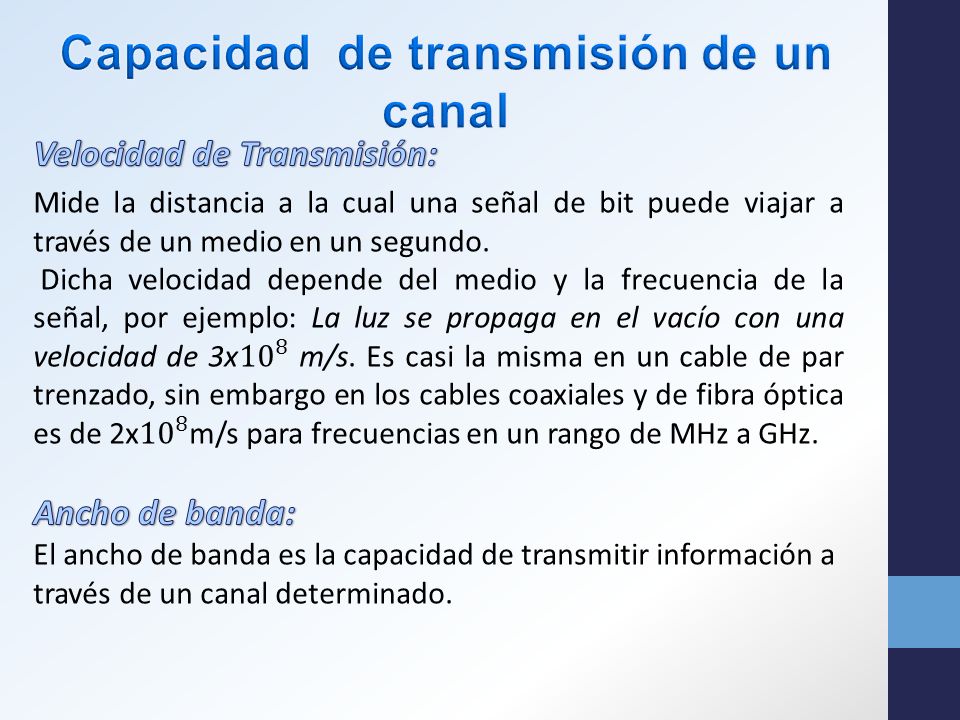 Capacidad de transmisión de un canal