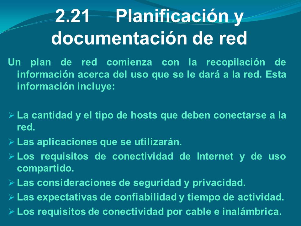 2.21 Planificación y documentación de red