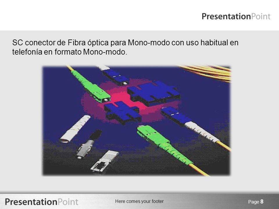 SC conector de Fibra óptica para Mono-modo con uso habitual en telefonía en formato Mono-modo.