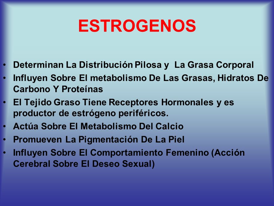 ESTROGENOS Determinan La Distribución Pilosa y La Grasa Corporal