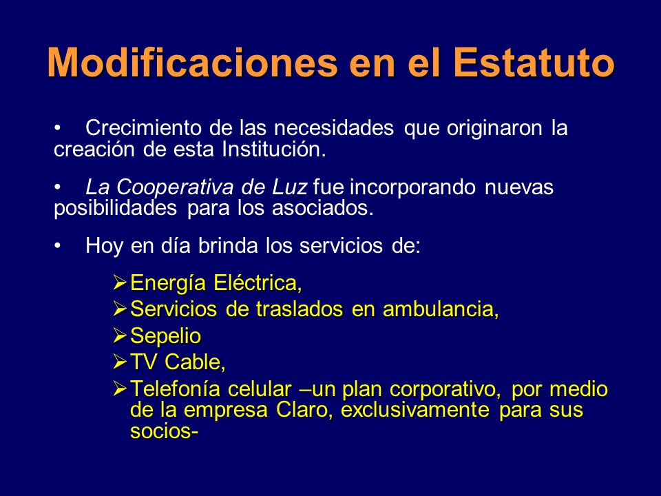 Modificaciones en el Estatuto