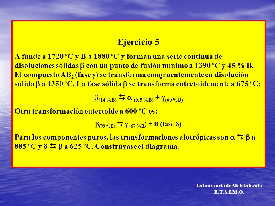 Laboratorio de Metalotecnia (99 %B)   (67 %B) + B (fase )