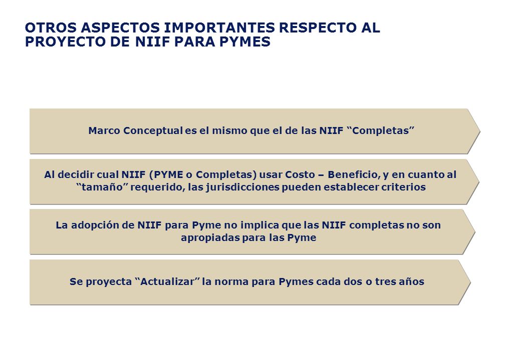 OTROS ASPECTOS IMPORTANTES RESPECTO AL PROYECTO DE NIIF PARA PYMES