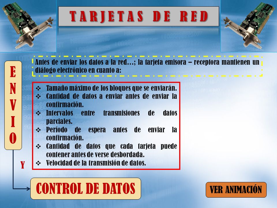 T A R J E T A S D E R E D ENVIO CONTROL DE DATOS Y VER ANIMACIÓN