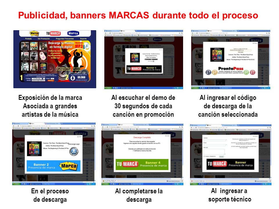 Publicidad, banners MARCAS durante todo el proceso