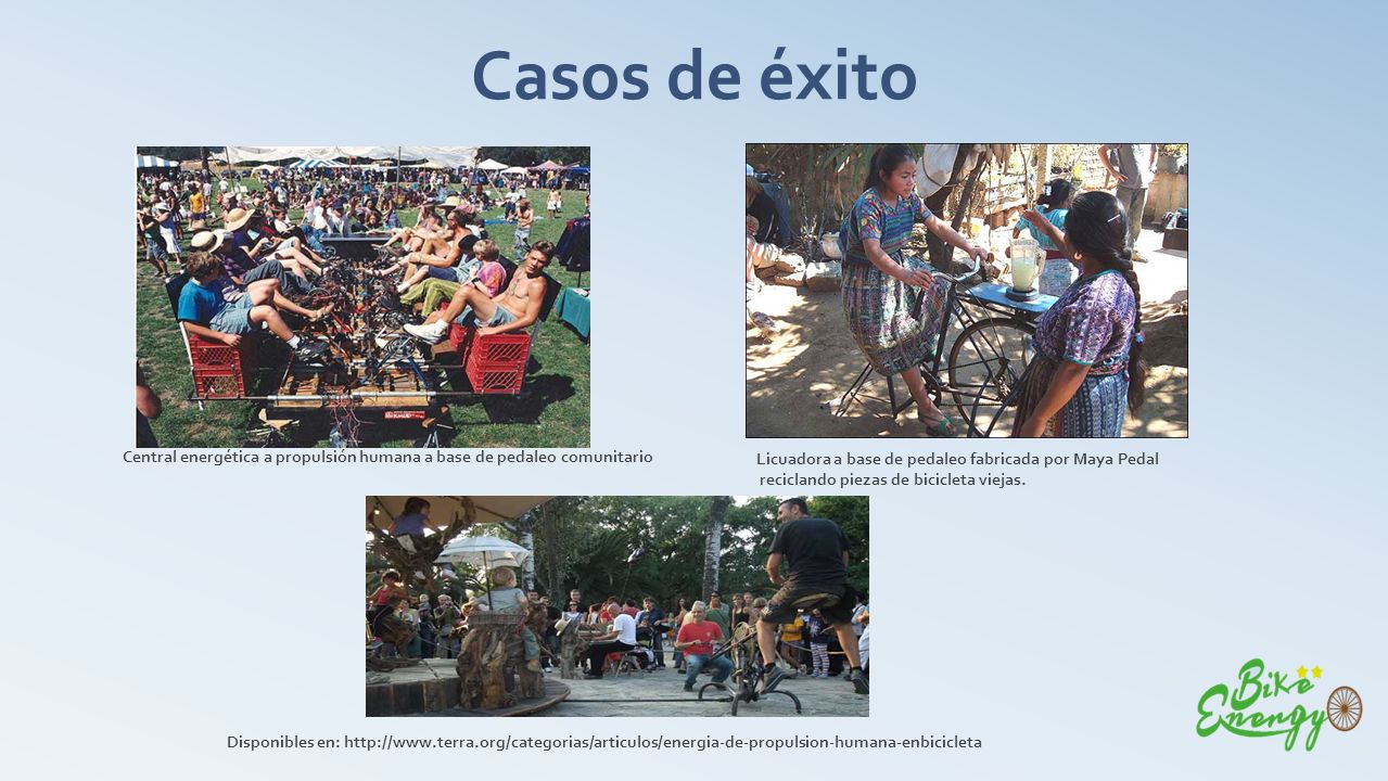 Casos de éxito Central energética a propulsión humana a base de pedaleo comunitario. Licuadora a base de pedaleo fabricada por Maya Pedal.