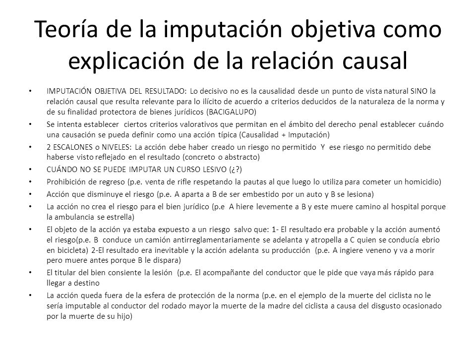 Teoría de la imputación objetiva como explicación de la relación causal