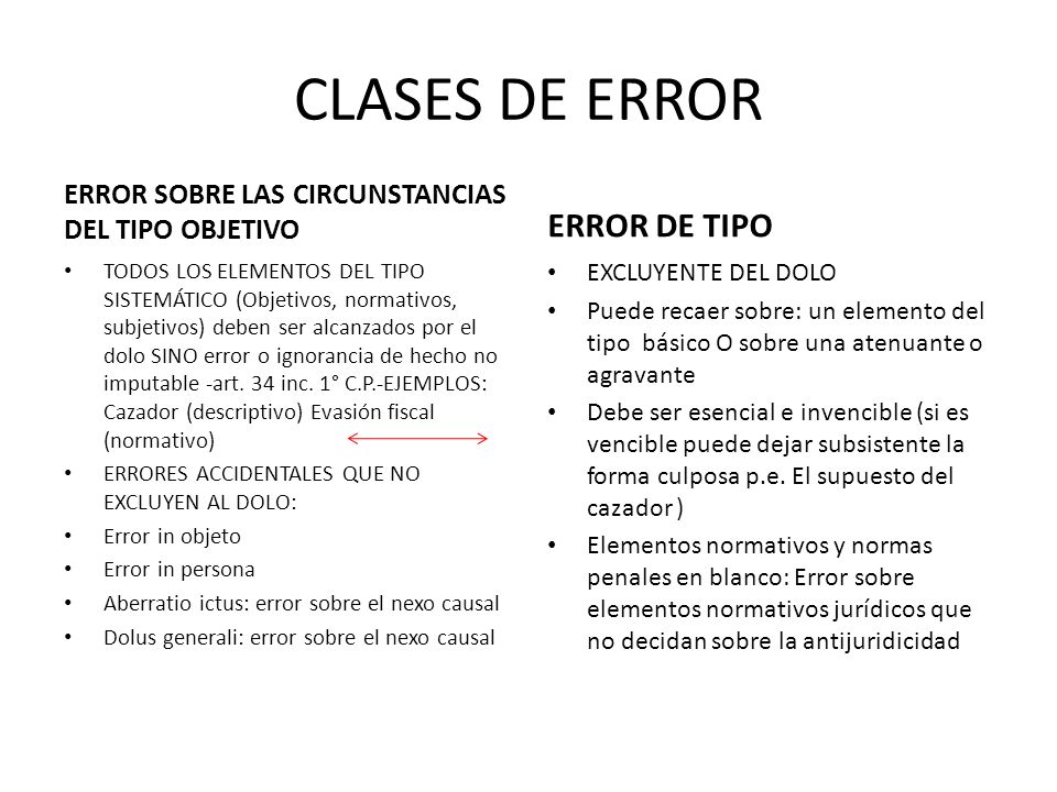 CLASES DE ERROR ERROR DE TIPO