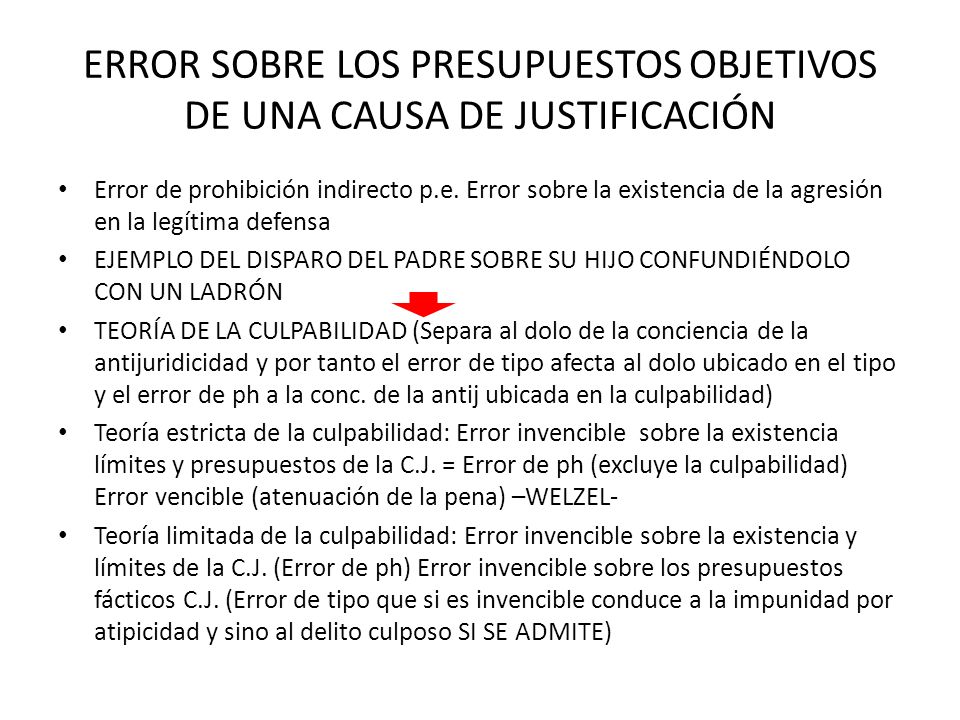 ERROR SOBRE LOS PRESUPUESTOS OBJETIVOS DE UNA CAUSA DE JUSTIFICACIÓN