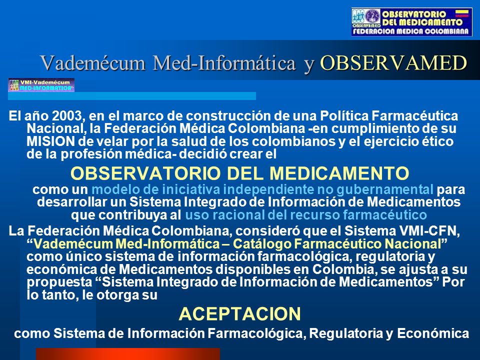 Vademécum Med-Informática y OBSERVAMED