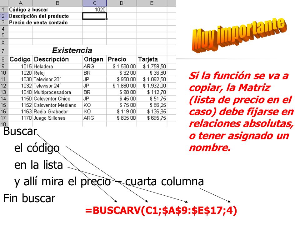Muy importante Buscar el código en la lista