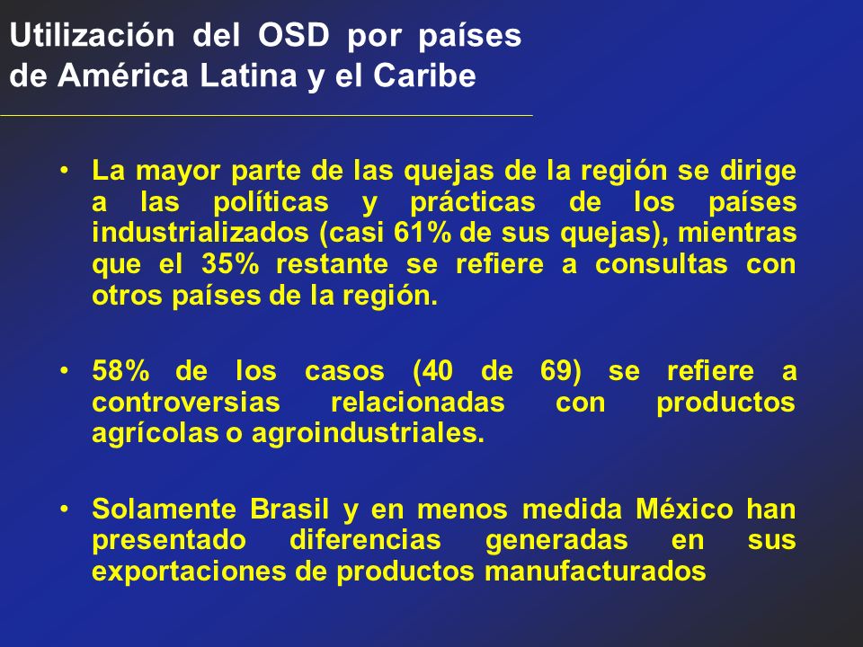 Utilización del OSD por países de América Latina y el Caribe