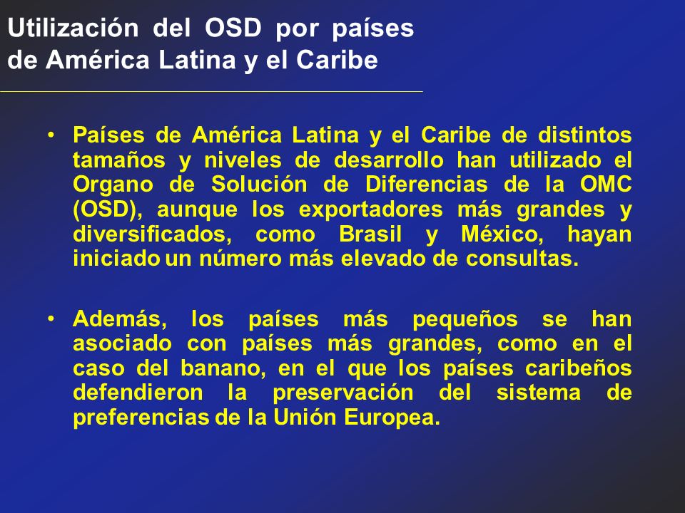 Utilización del OSD por países de América Latina y el Caribe