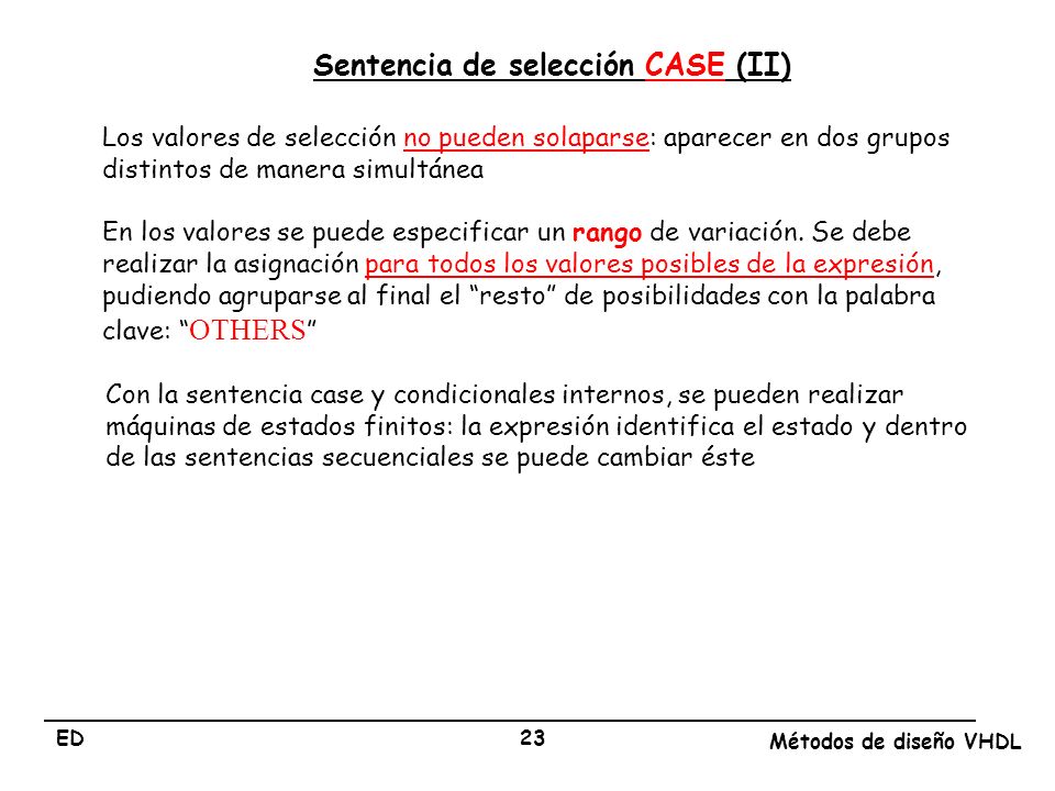 Sentencia de selección CASE (II)