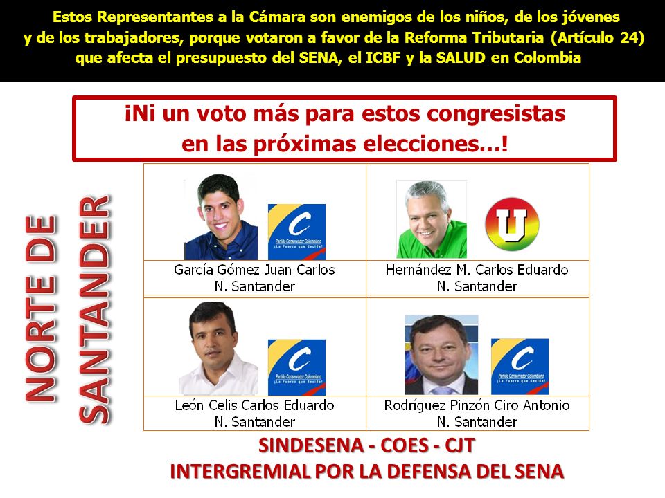 SANTANDER NORTE DE ¡Ni un voto más para estos congresistas