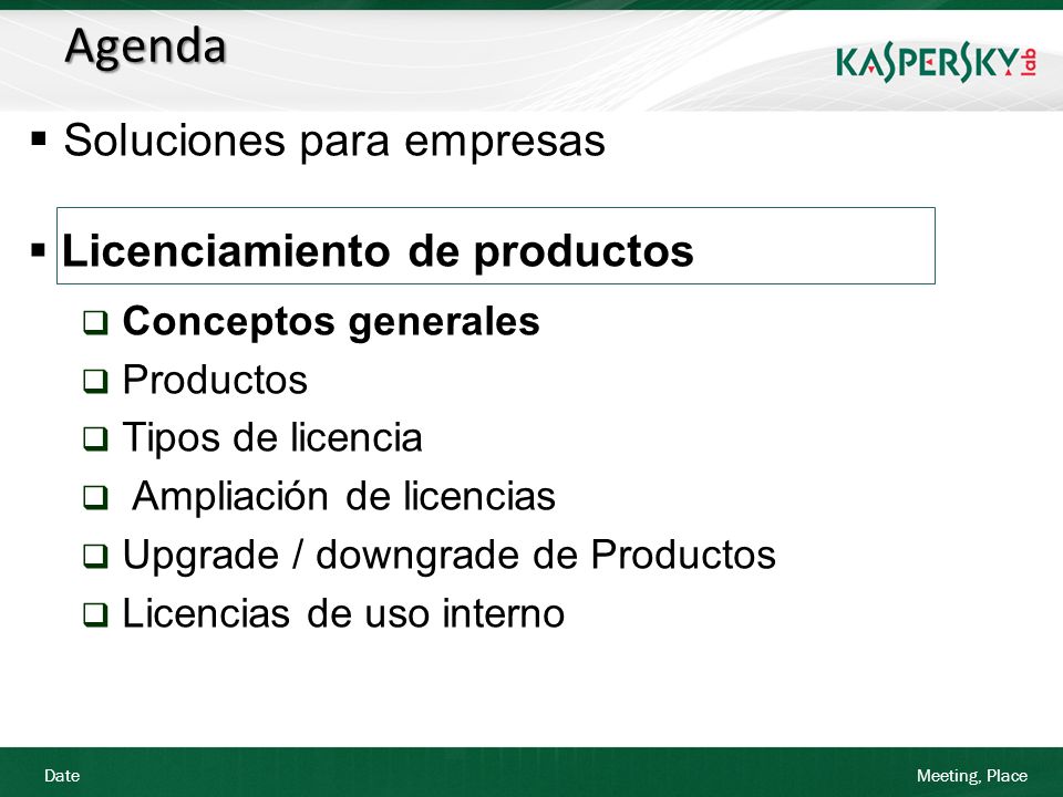 Agenda Soluciones para empresas Licenciamiento de productos