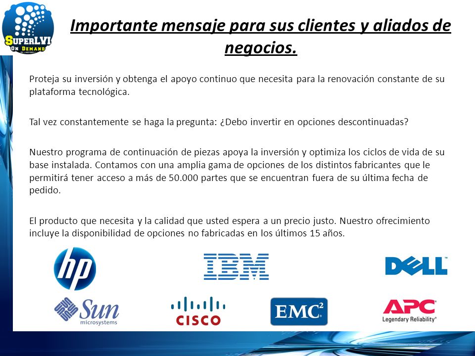Importante mensaje para sus clientes y aliados de negocios.
