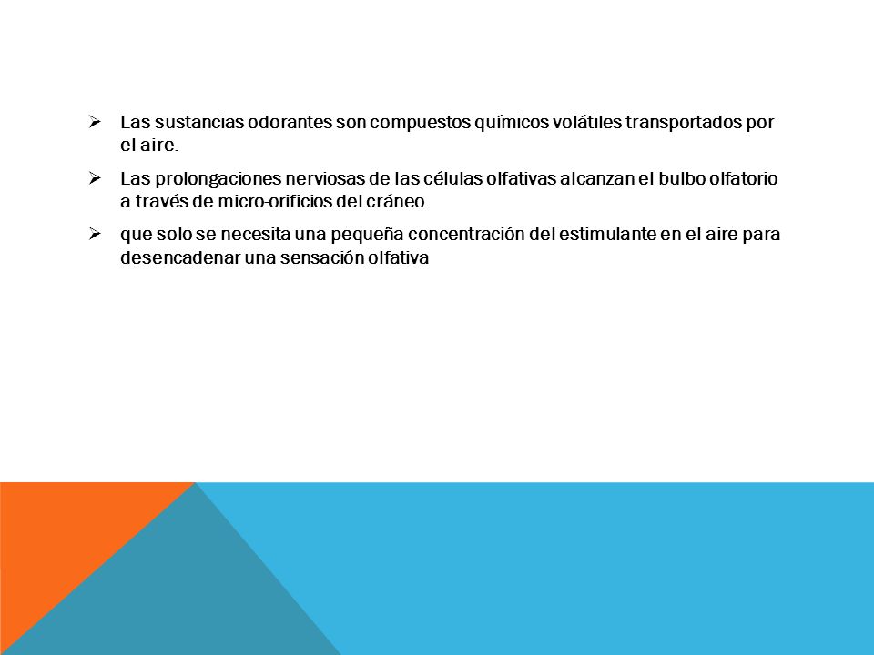Las sustancias odorantes son compuestos químicos volátiles transportados por el aire.
