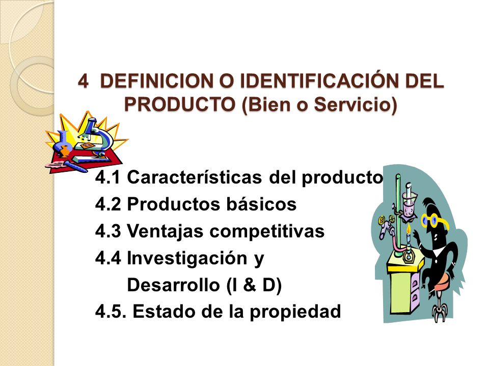4 DEFINICION O IDENTIFICACIÓN DEL PRODUCTO (Bien o Servicio)