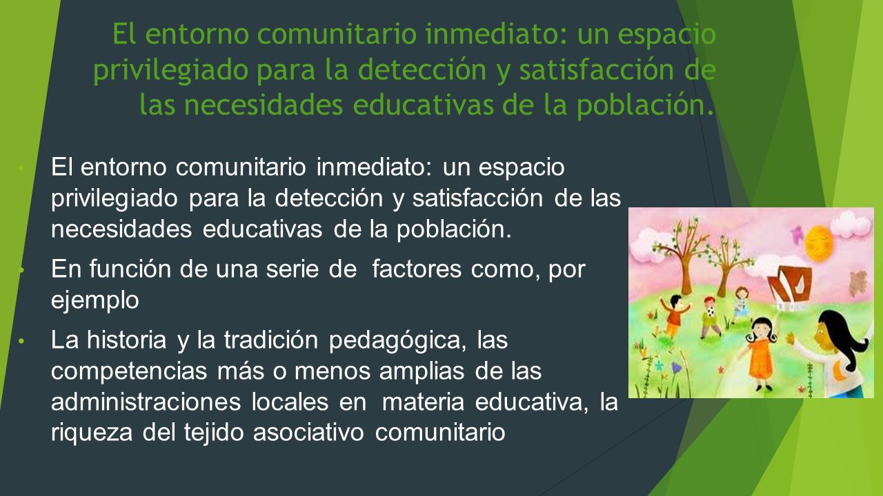 El entorno comunitario inmediato: un espacio privilegiado para la detección y satisfacción de las necesidades educativas de la población.
