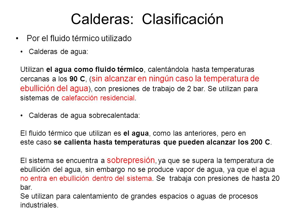 Calderas: Clasificación