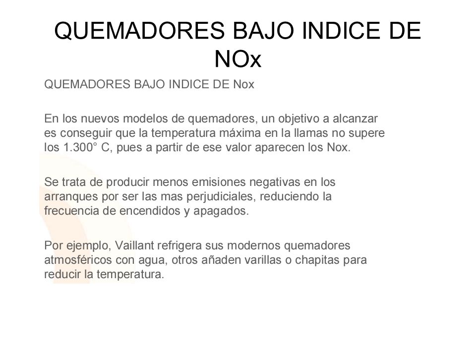 QUEMADORES BAJO INDICE DE NOx