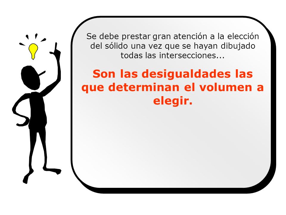 Son las desigualdades las que determinan el volumen a elegir.