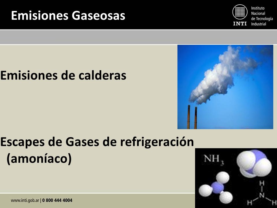 Emisiones Gaseosas Emisiones de calderas Escapes de Gases de refrigeración (amoníaco)