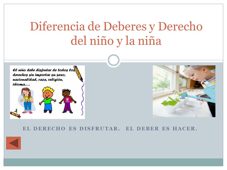Diferencia de Deberes y Derecho del niño y la niña