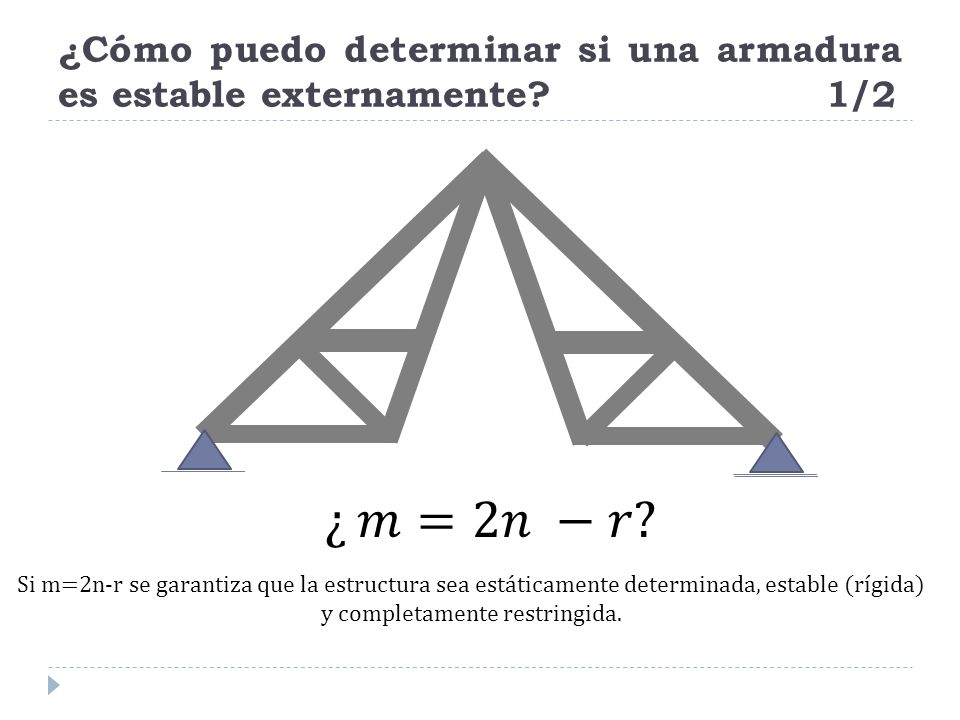 ¿Cómo puedo determinar si una armadura es estable externamente 1/2