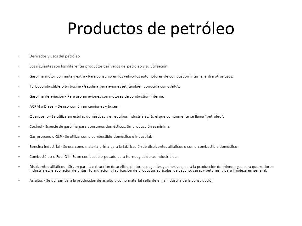 Productos de petróleo Derivados y usos del petróleo