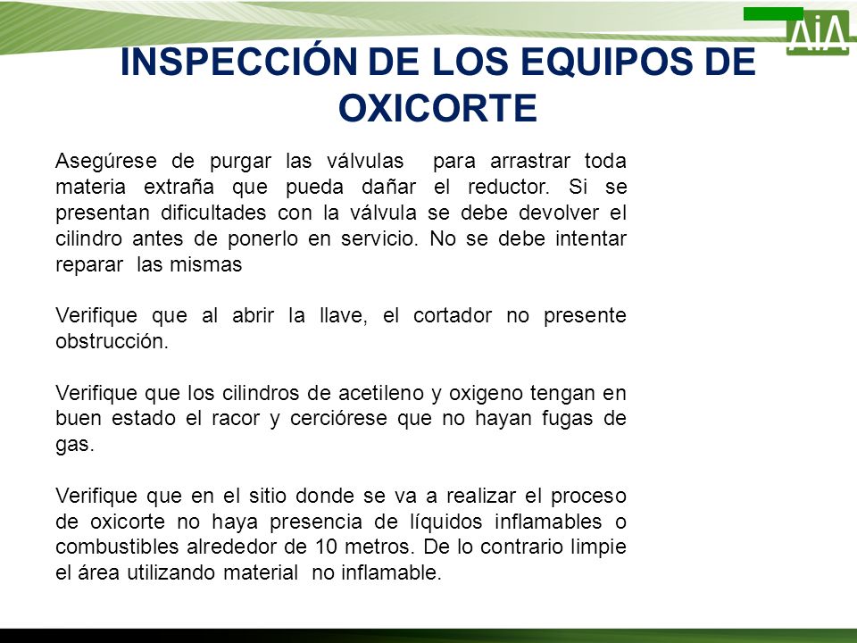 INSPECCIÓN DE LOS EQUIPOS DE OXICORTE